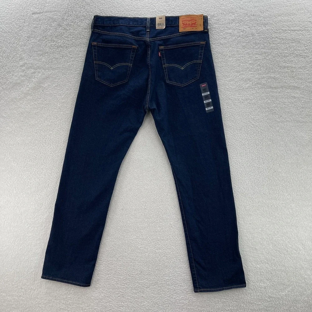 Levi's Jeans Men's 36x34 Blue 501 Original Straight Button Fly Dark Denim Grunge
